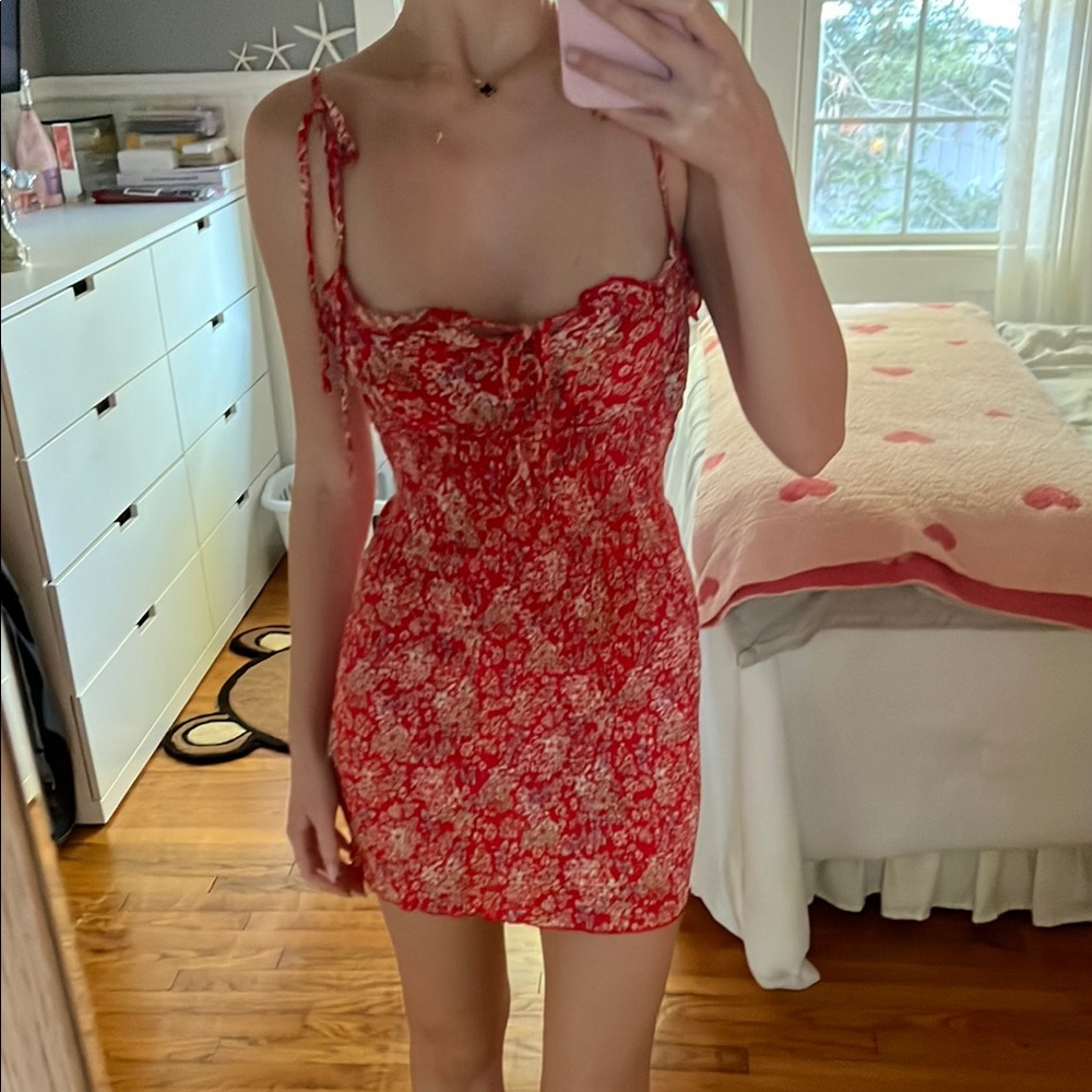 Red Floral Women's Dress